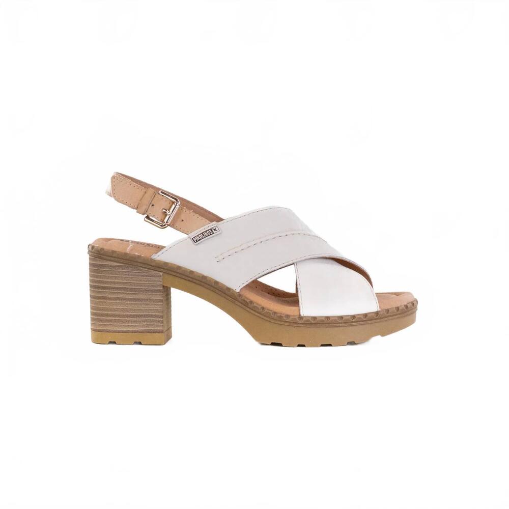 NEW PIKOLINOS women's canarias mid heel sandals in nata leather